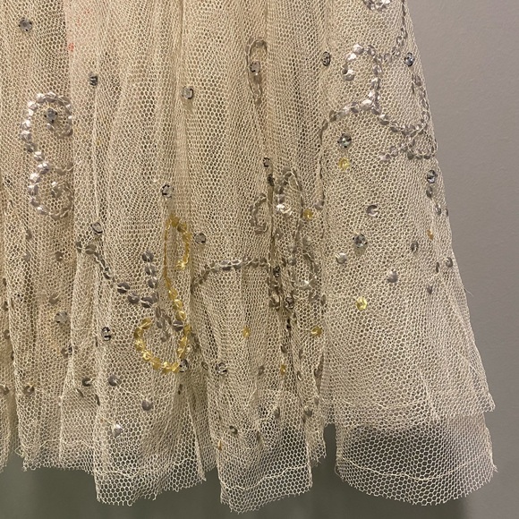 NWT Free People Cream Mesh Sequin Sparkle Swing Tank - Picture 6 of 13